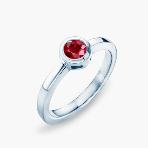 Pierścionek zaręczynowy SAVICKI: białe złoto, rubin